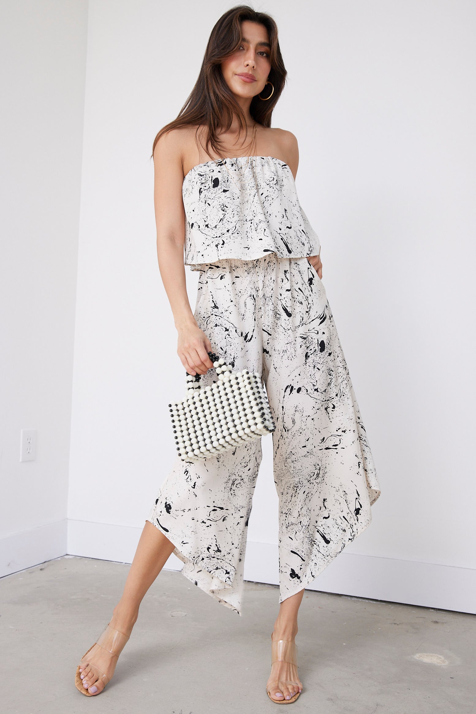 Jennie Printed Strapless Jumpsuit