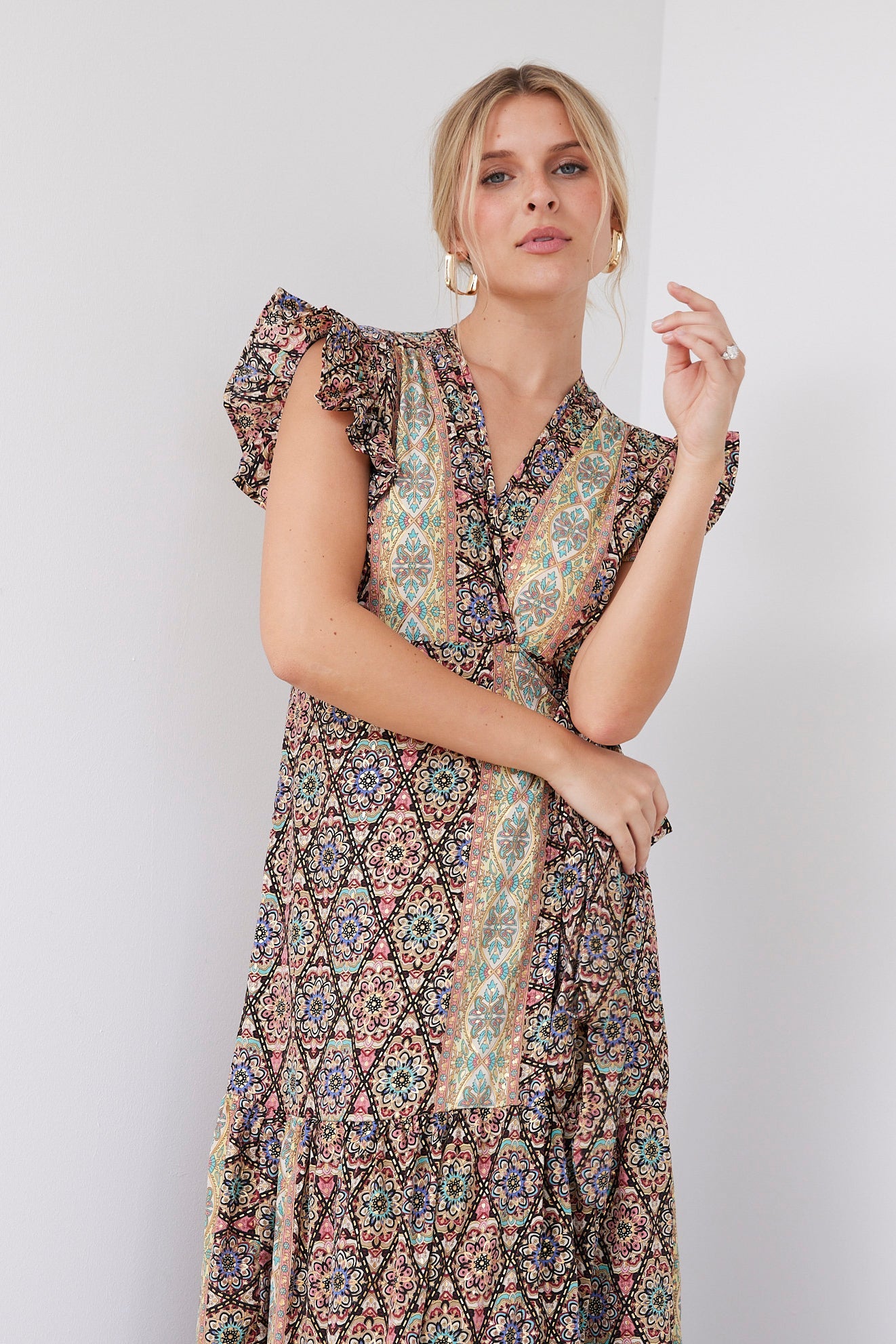 SALE - Charlotte Ruffle Sleeve Wrap Dress