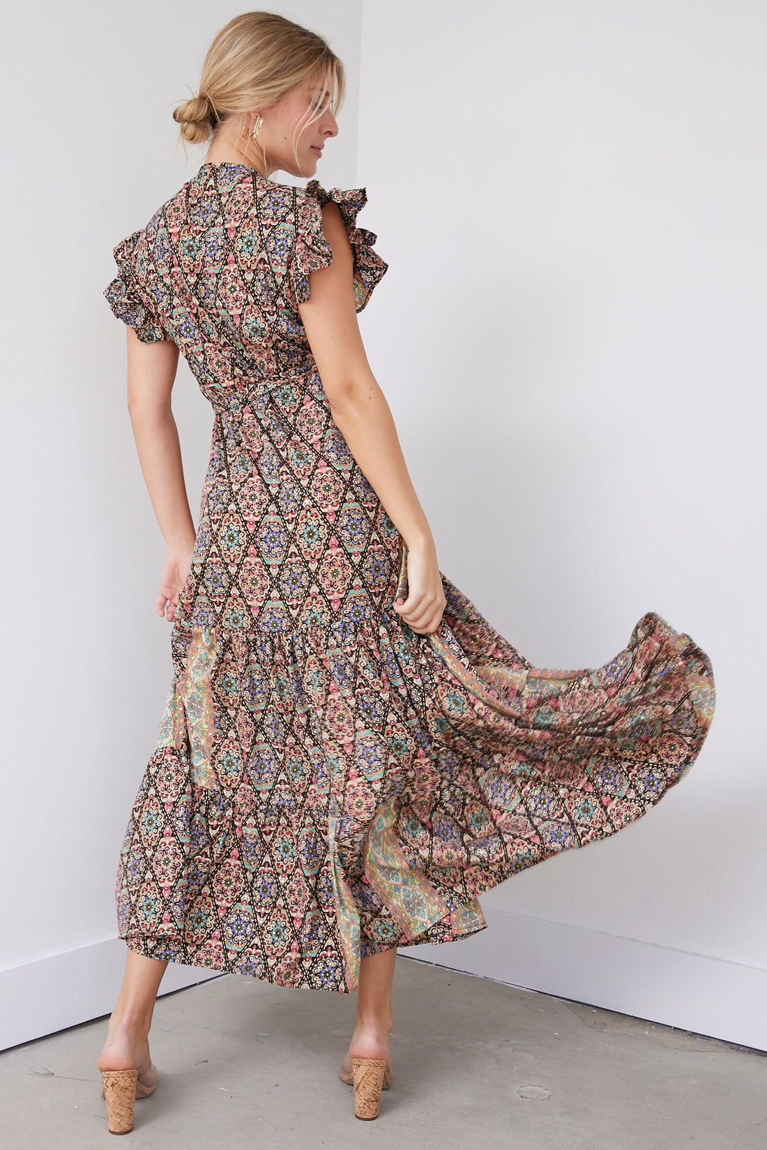 SALE - Charlotte Ruffle Sleeve Wrap Dress