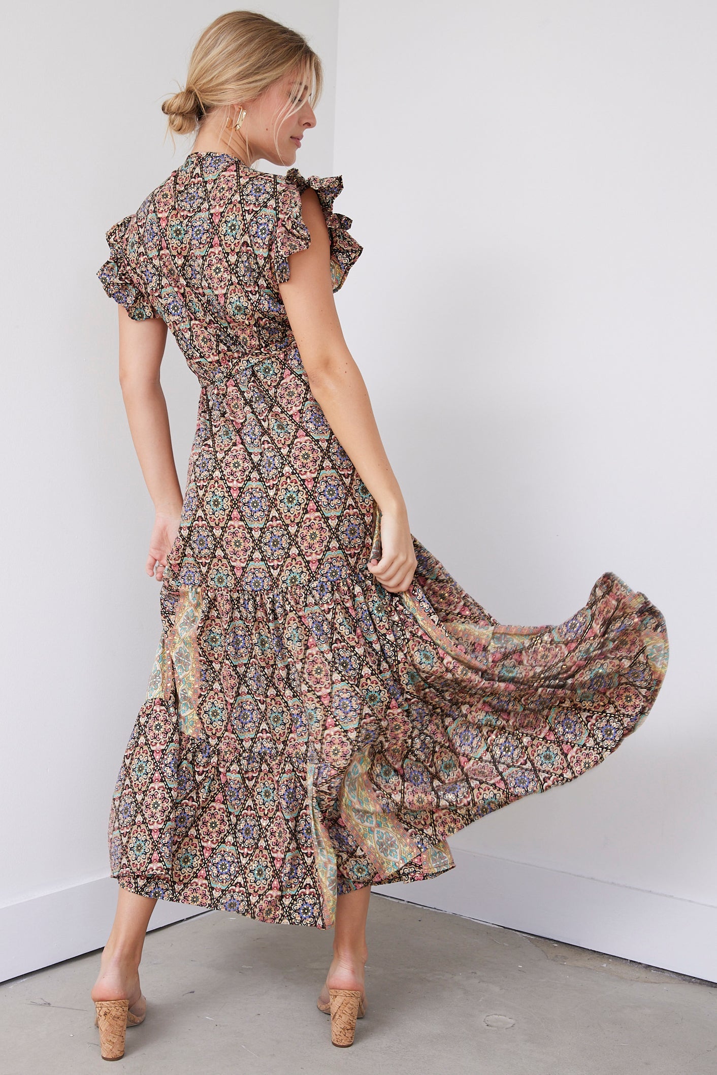 SALE - Charlotte Ruffle Sleeve Wrap Dress