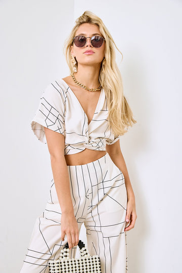 SALE - Julien Multi Grid Pattern Knot Top
