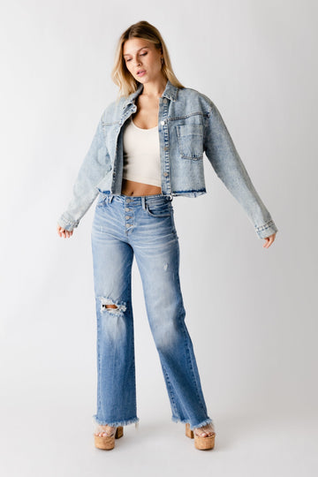 SALE - Betty Button Fly Raw Hem Jean