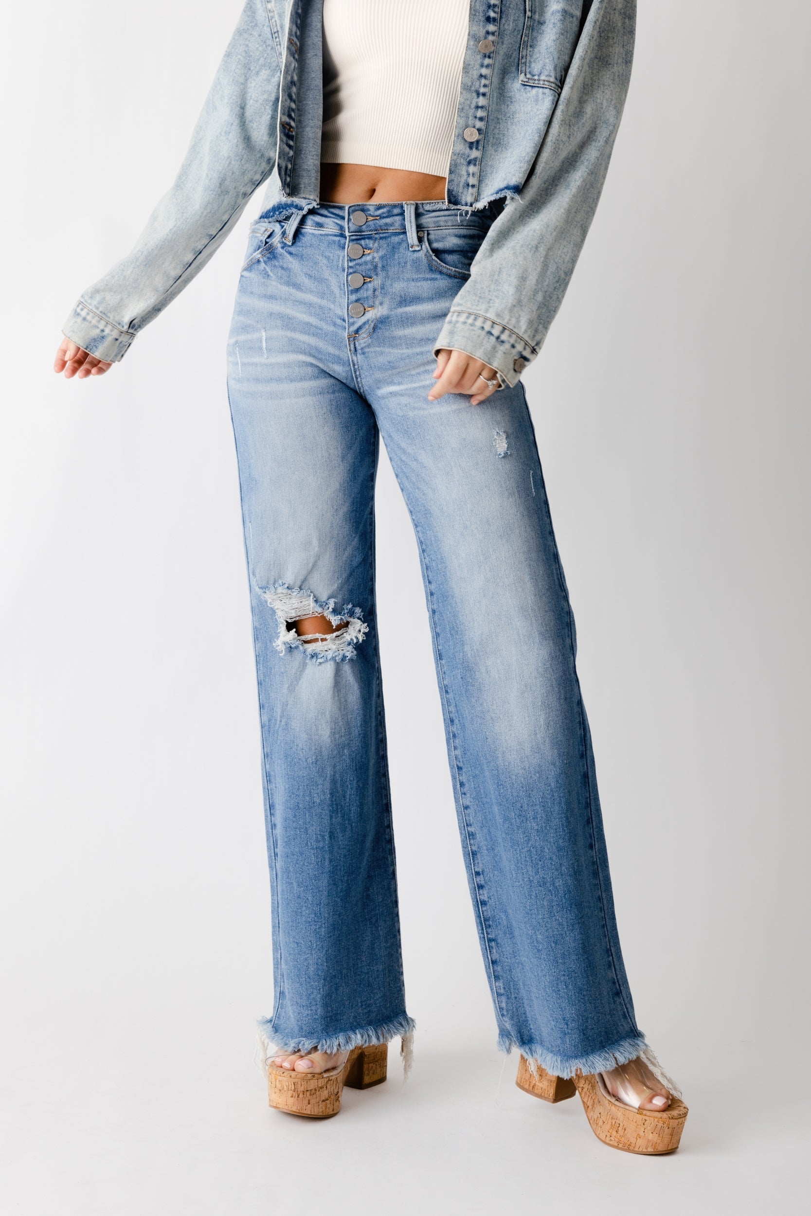 SALE - Betty Button Fly Raw Hem Jean