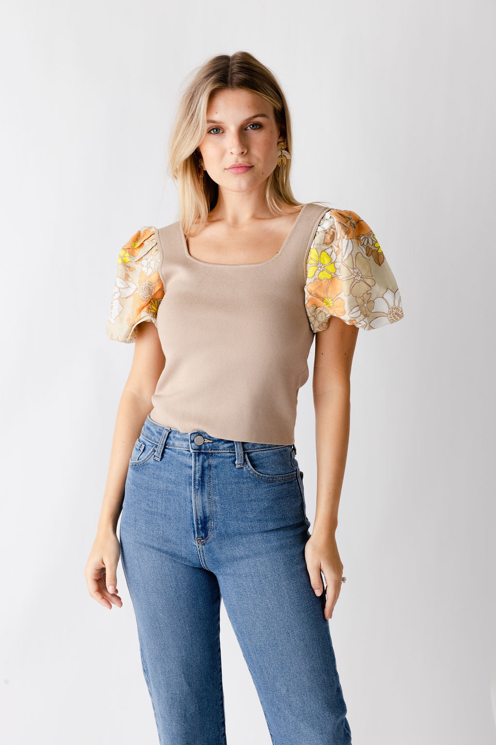 Nova Mixed Knit Woven Top
