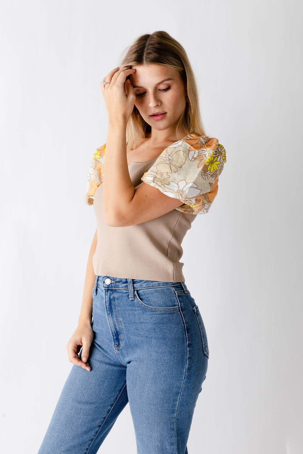 Nova Mixed Knit Woven Top