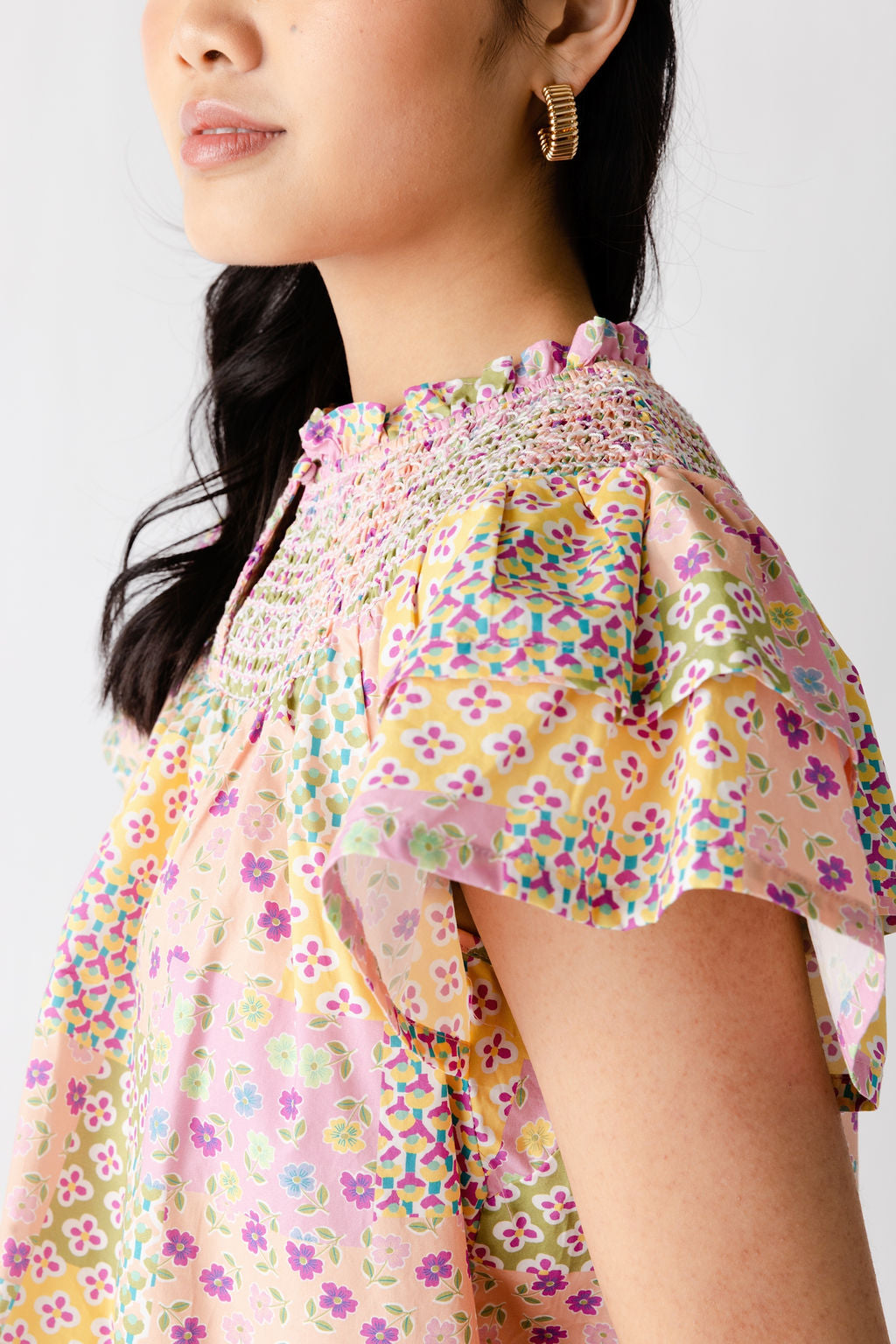 SALE - Laurel Flutter Sleeve Smocked Woven Top