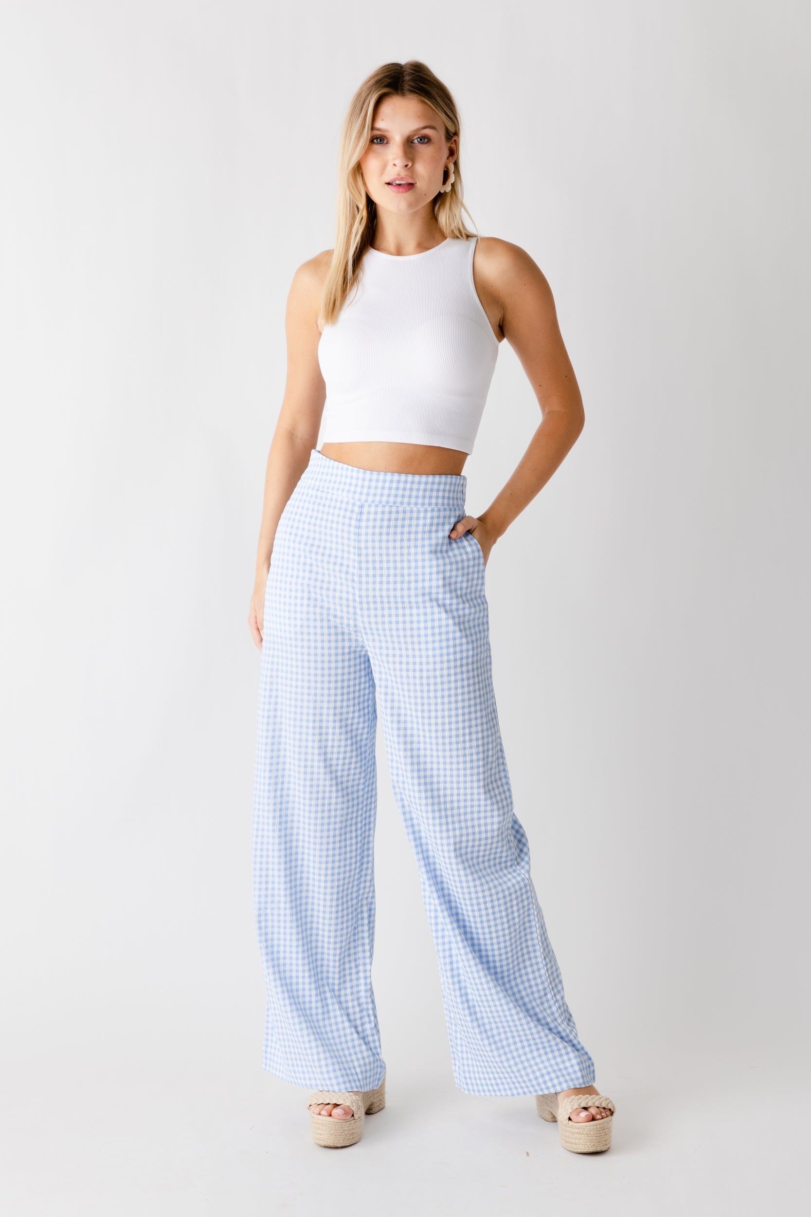 Lana Gingham Wide Leg Pant