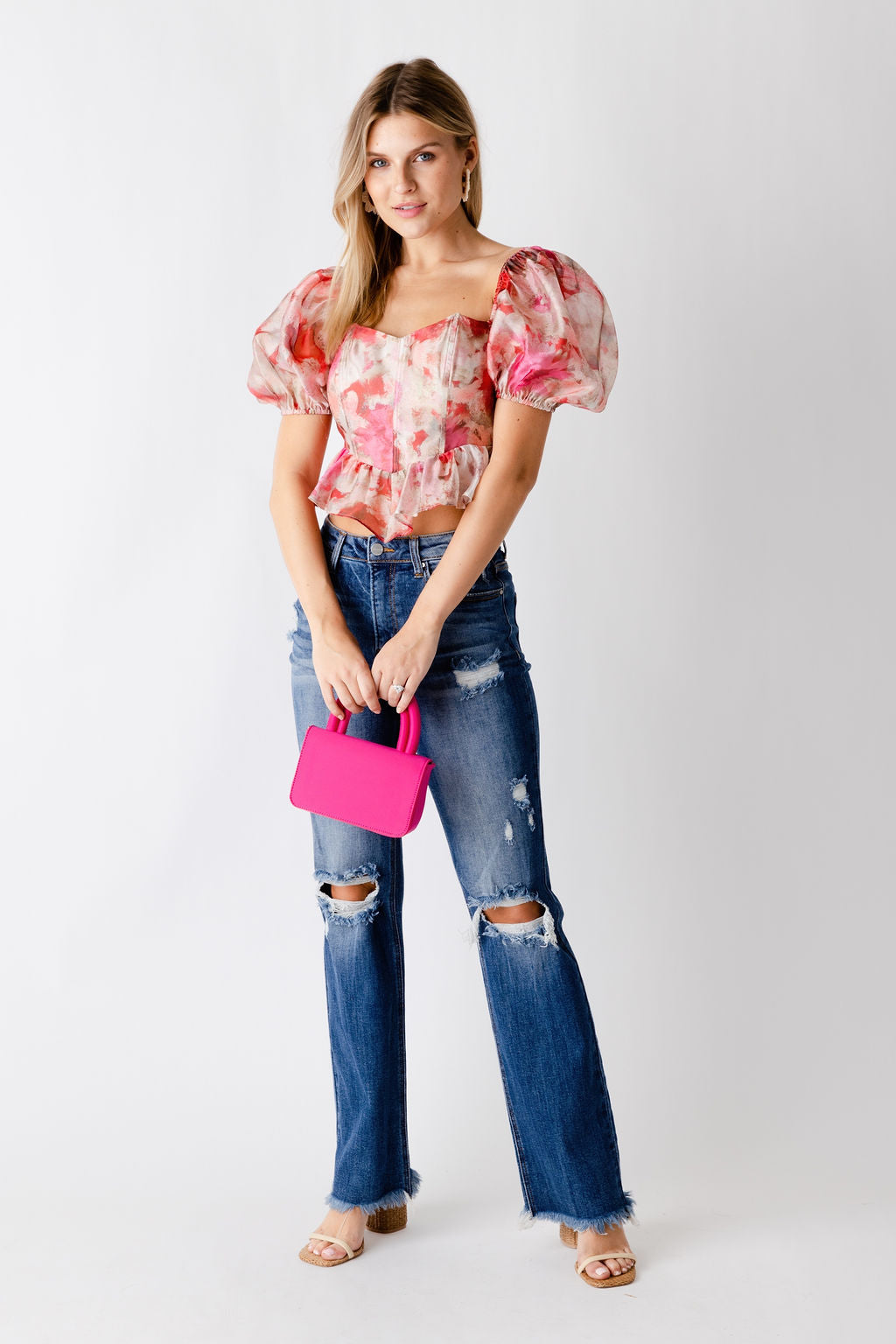 SALE - Nova High Rise Crop Flare Raw Hem Jeans