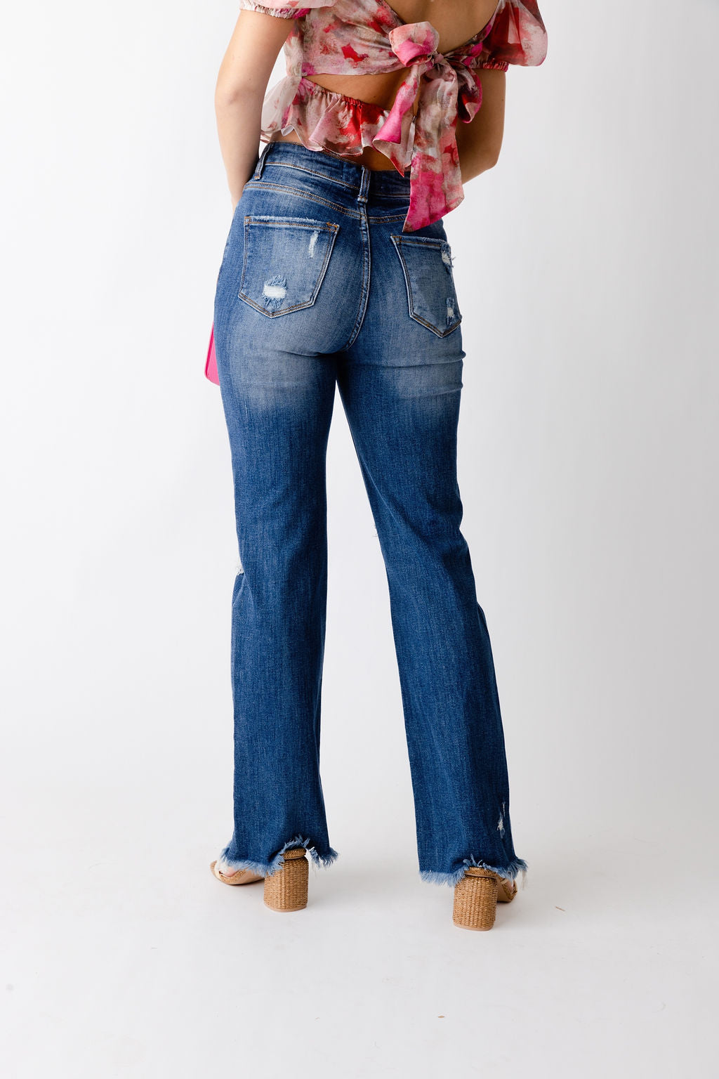 SALE - Nova High Rise Crop Flare Raw Hem Jeans