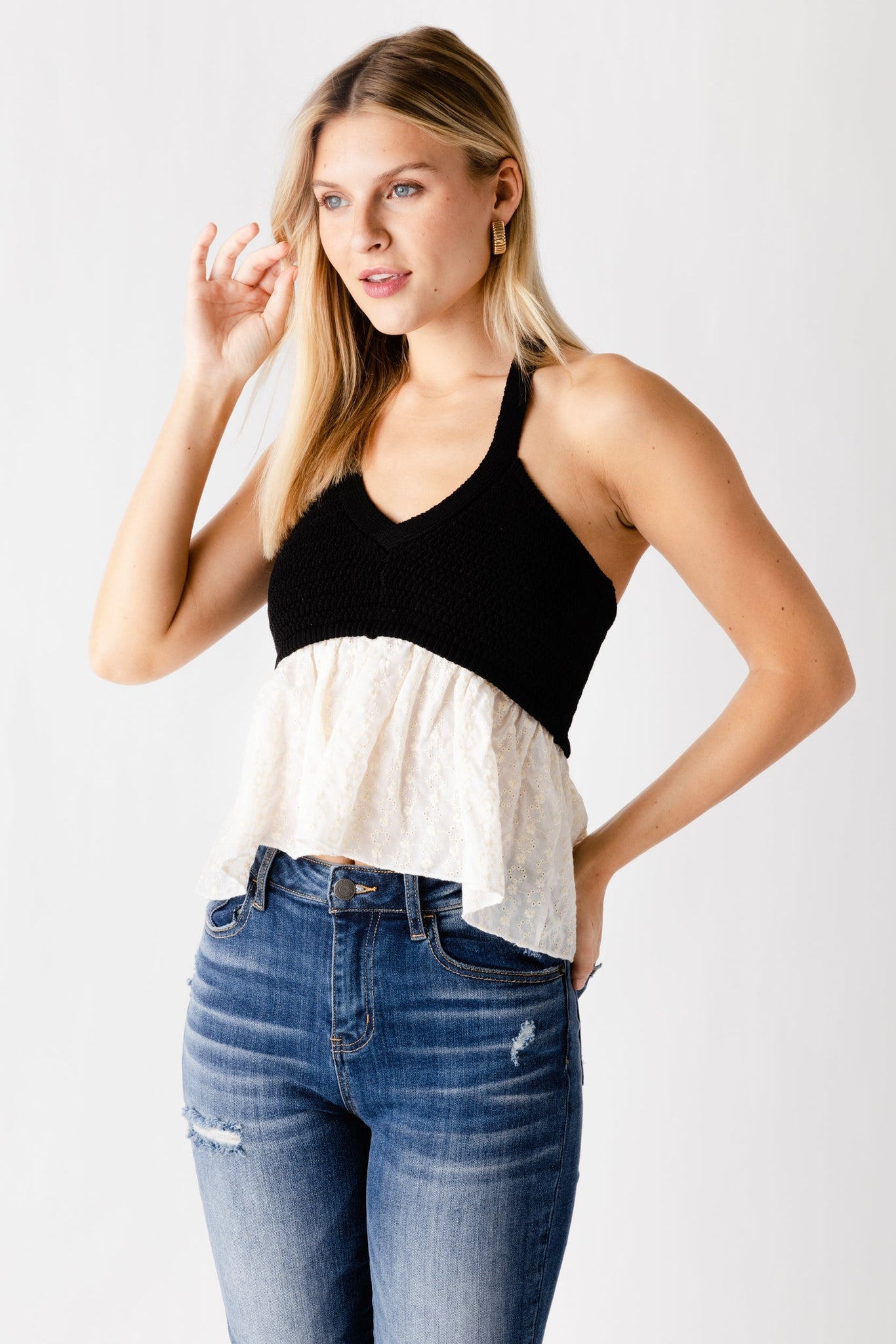 SALE - Warren Crochet Detail Halter Top