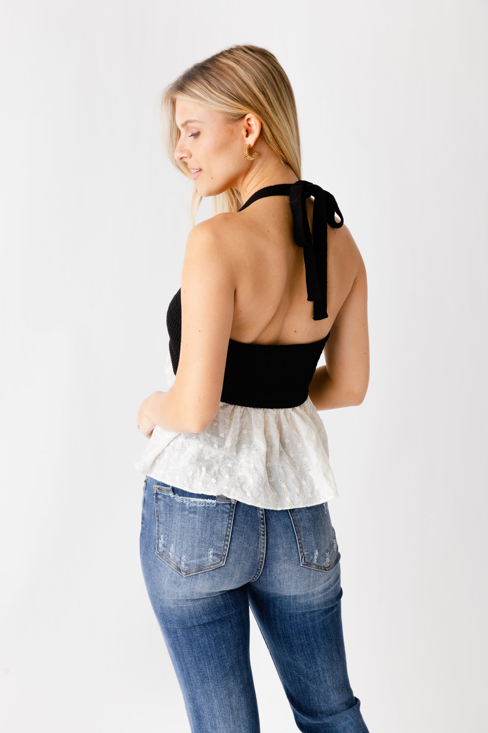 SALE - Warren Crochet Detail Halter Top