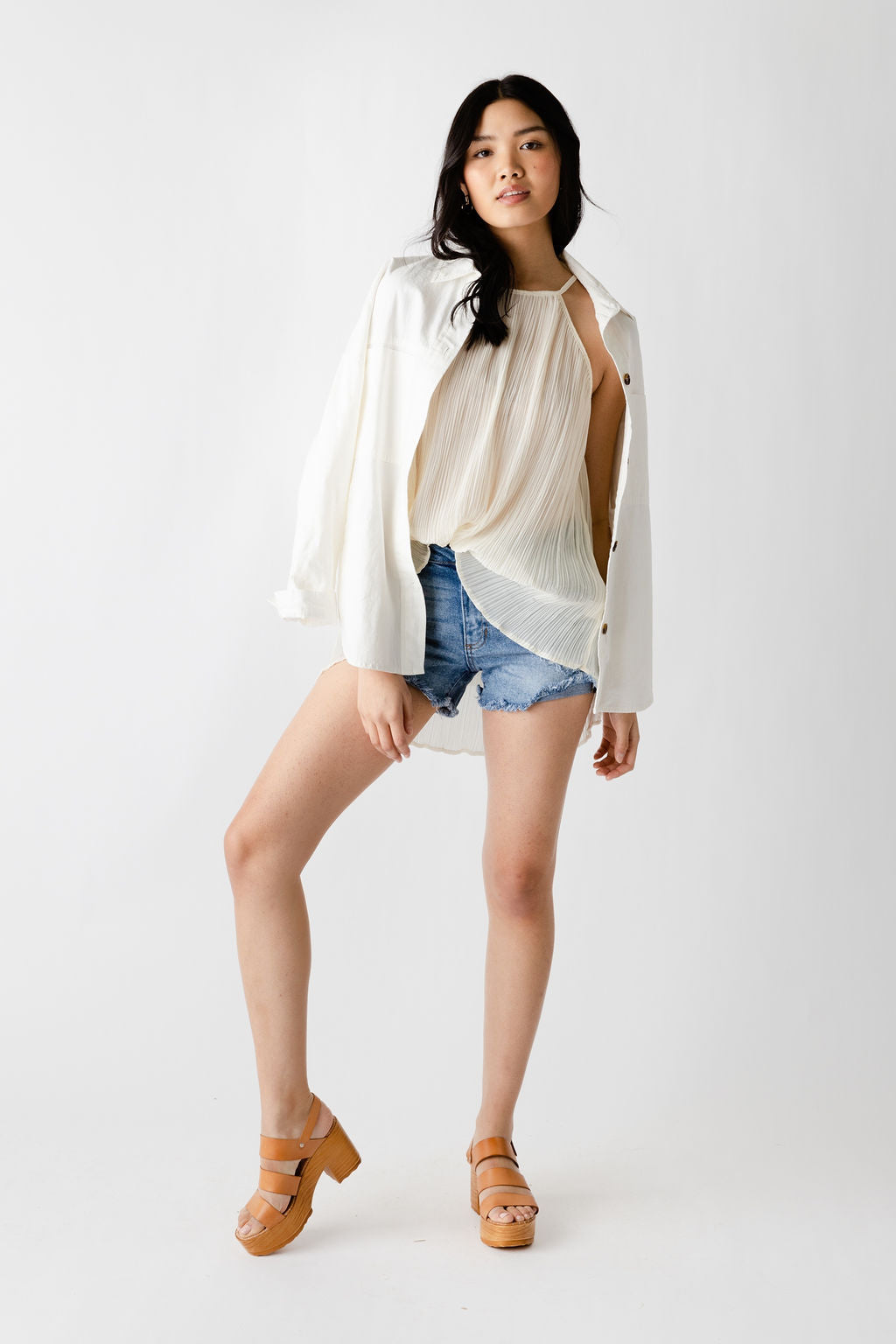 SALE - Grace High Neck Pleated Blouse