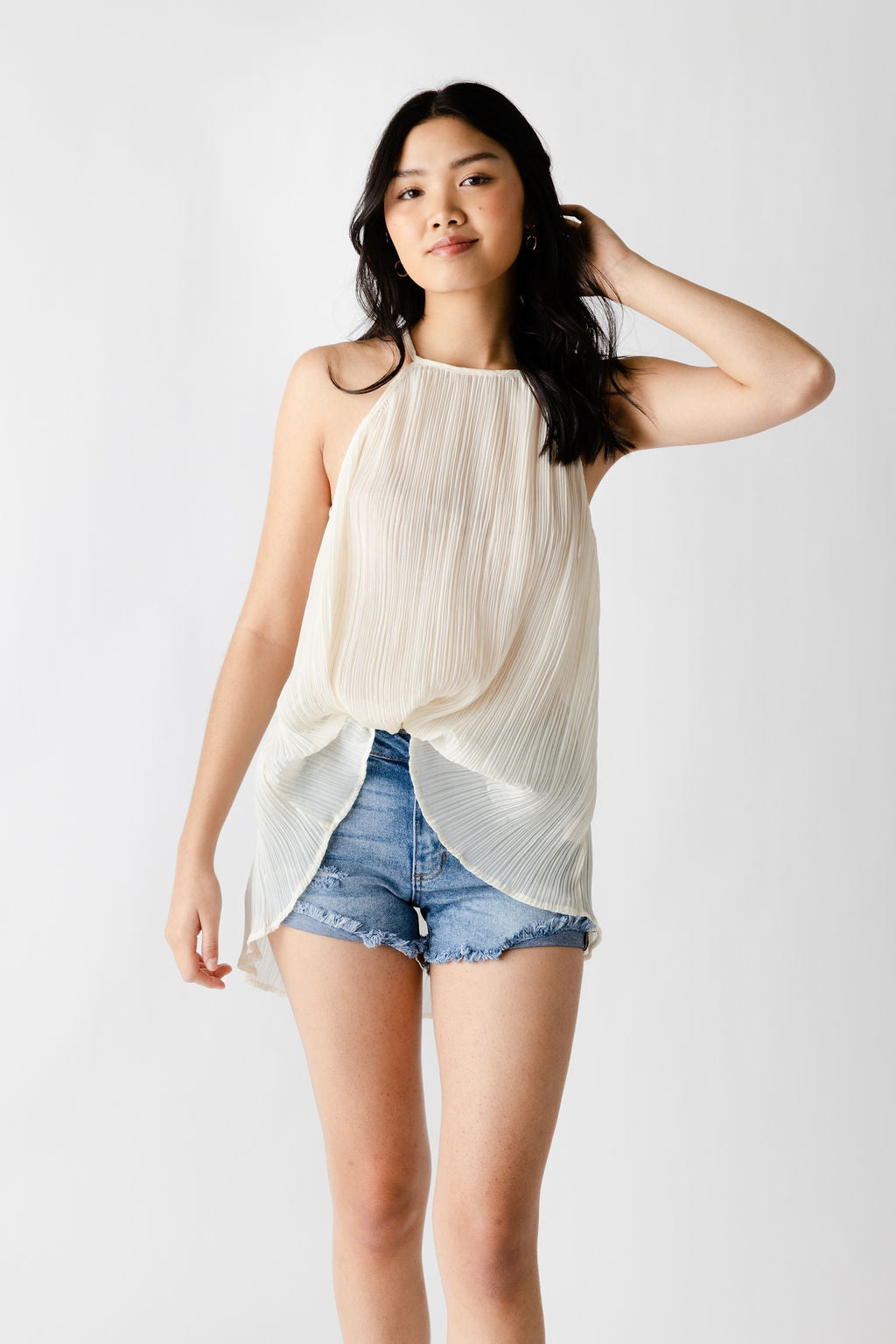 SALE - Grace High Neck Pleated Blouse