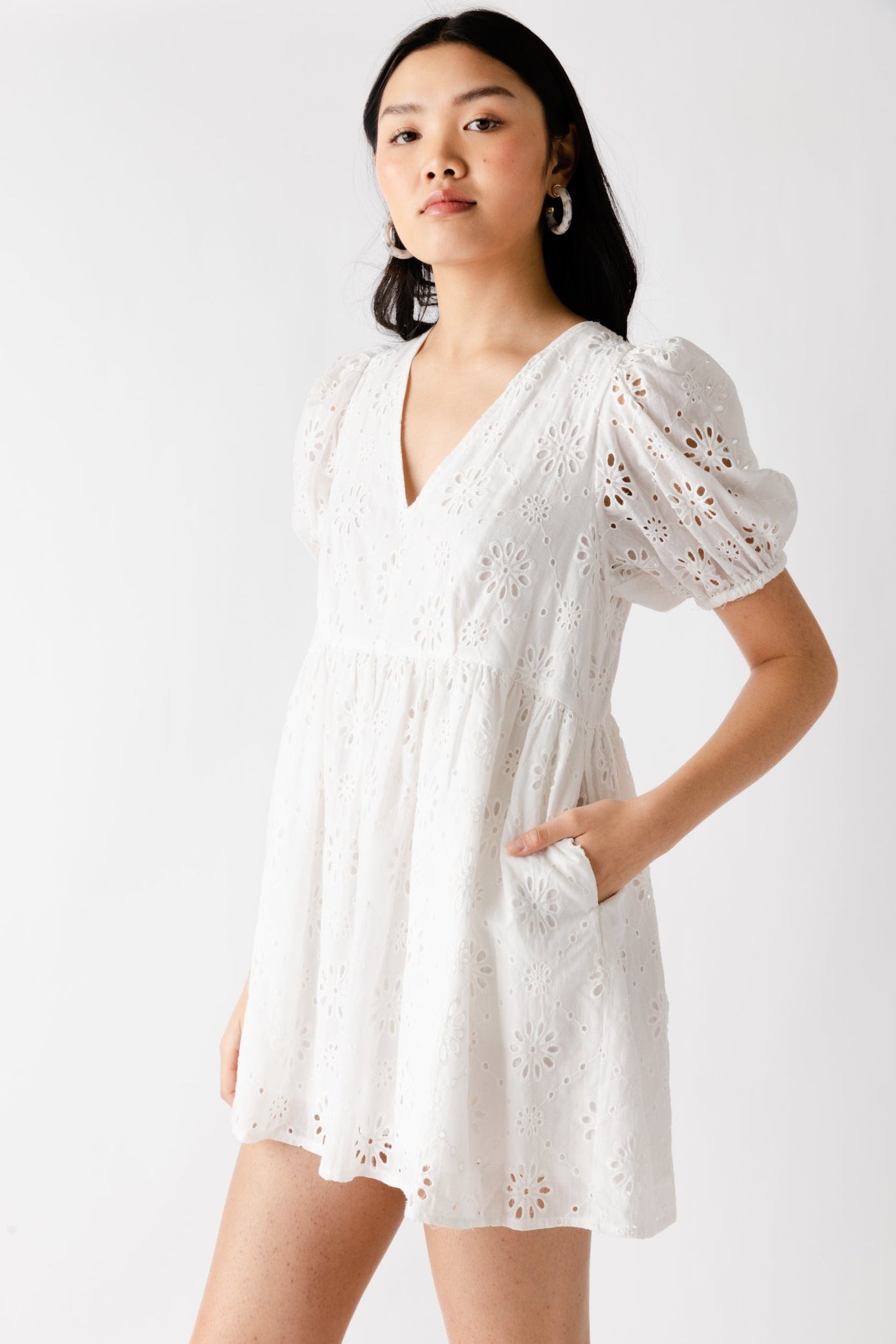 SALE - Rosie Eyelet Puff Sleeve Dress