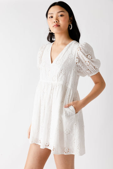 SALE - Rosie Eyelet Puff Sleeve Dress