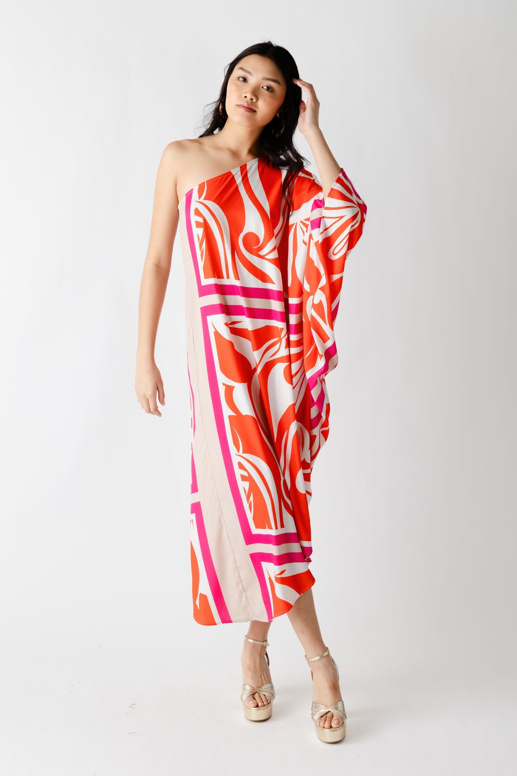 Doris One Shoulder Printed Dress