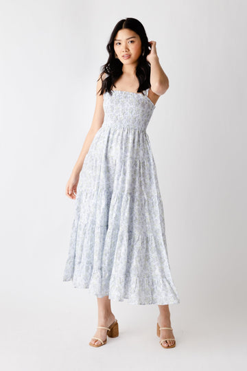 Sylvia Smocked Floral Midi Dress