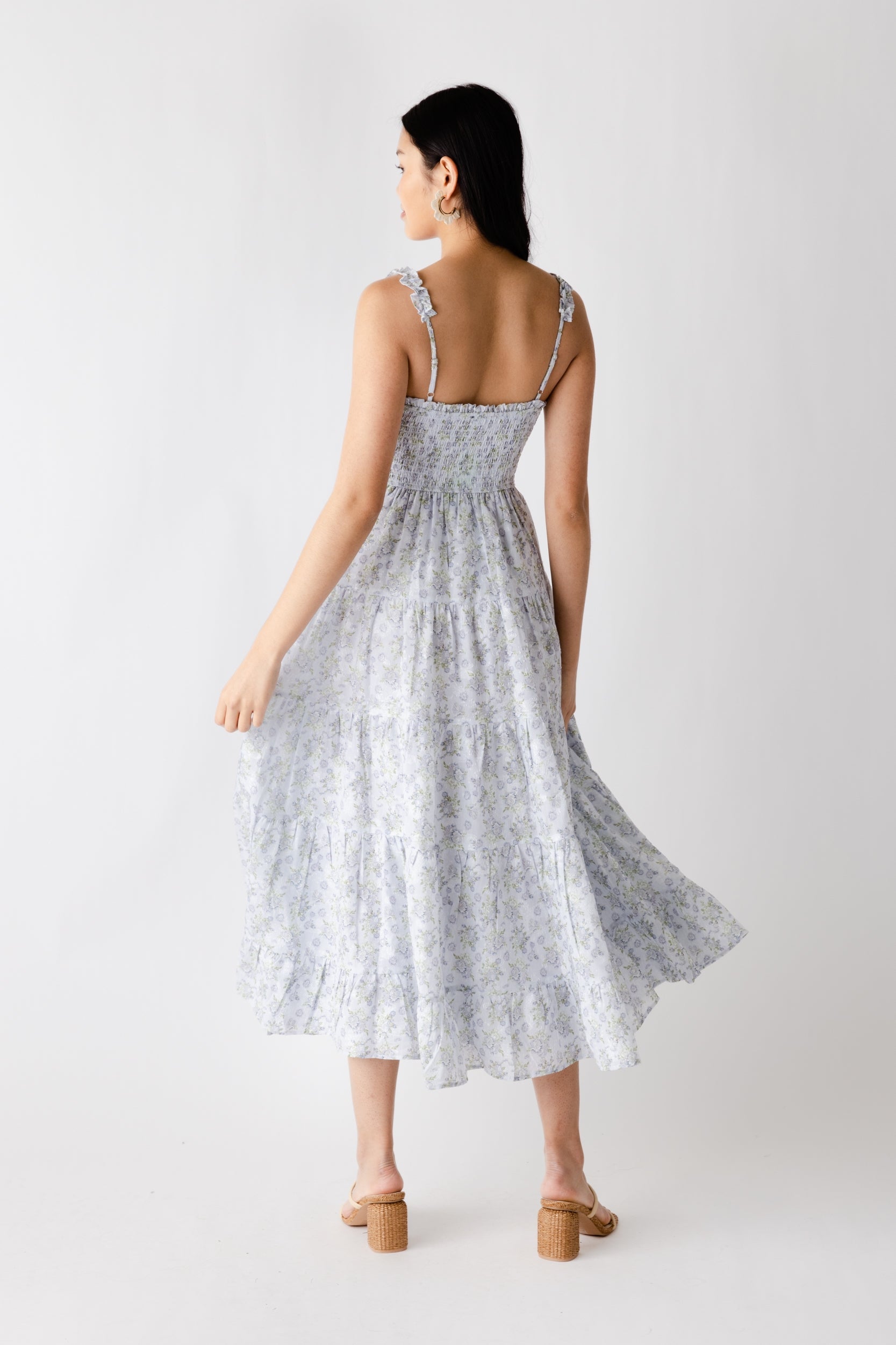 Sylvia Smocked Floral Midi Dress