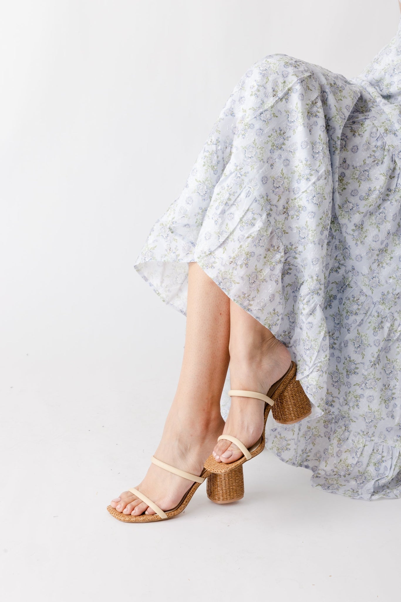 SALE - Ryan Two Strap Rattan Block Heel