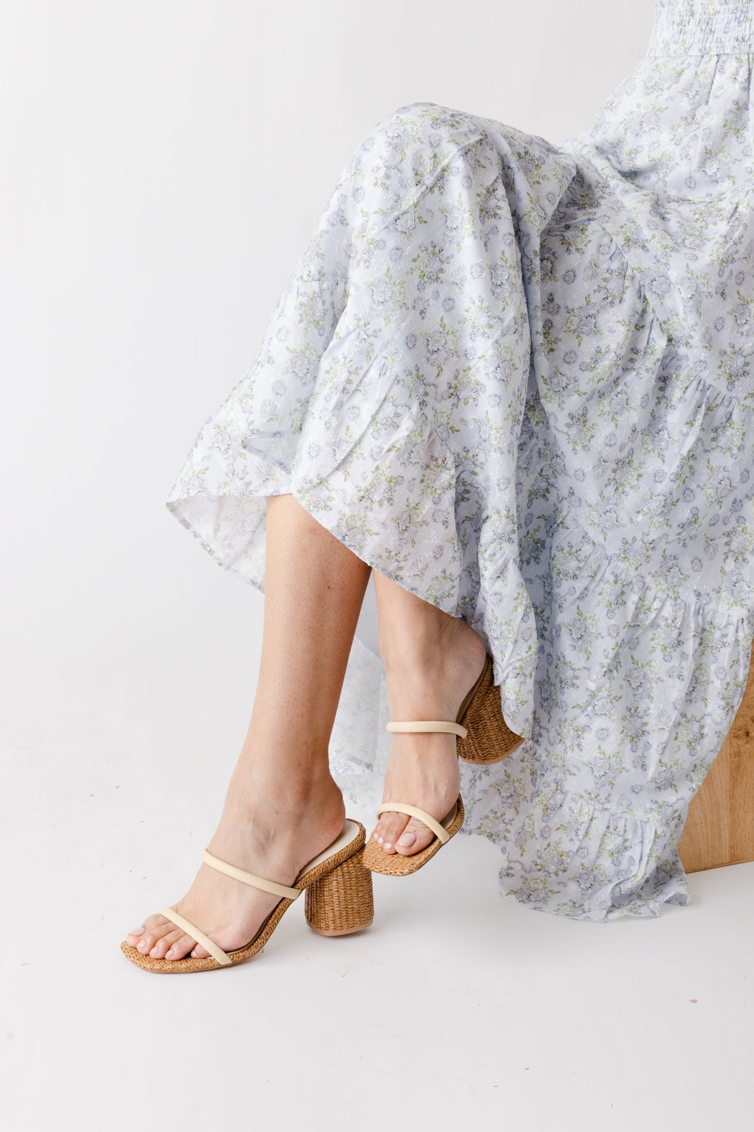 SALE - Ryan Two Strap Rattan Block Heel