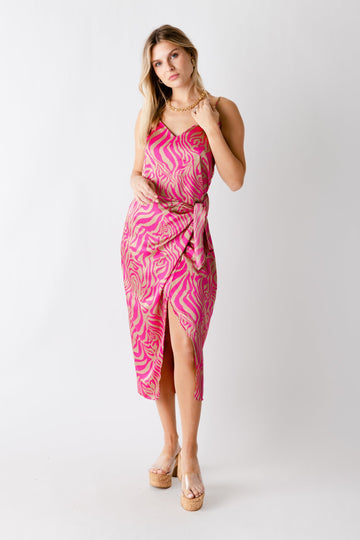 SALE - Pippa Zebra Print Wrap Midi Dress