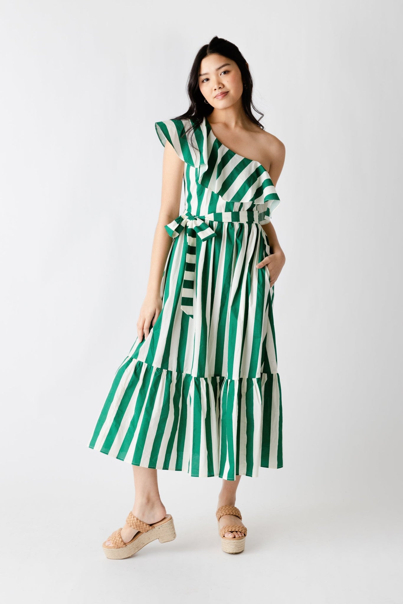 Shaya Striped One Shoulder Maxi Dress