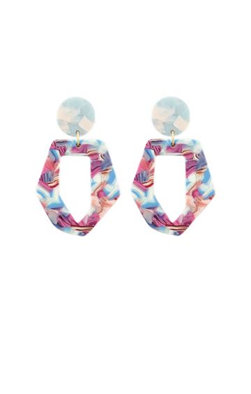 Elowyn Colorful Hexagon Earrings