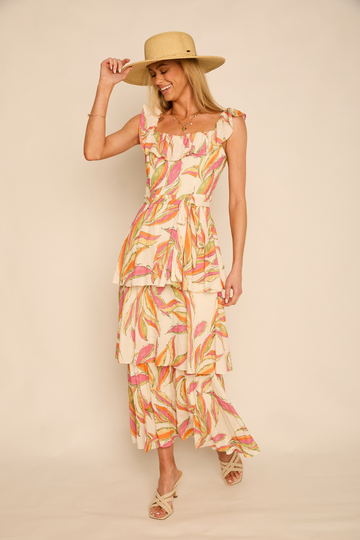 Karen Printed Tiered Midi Dress