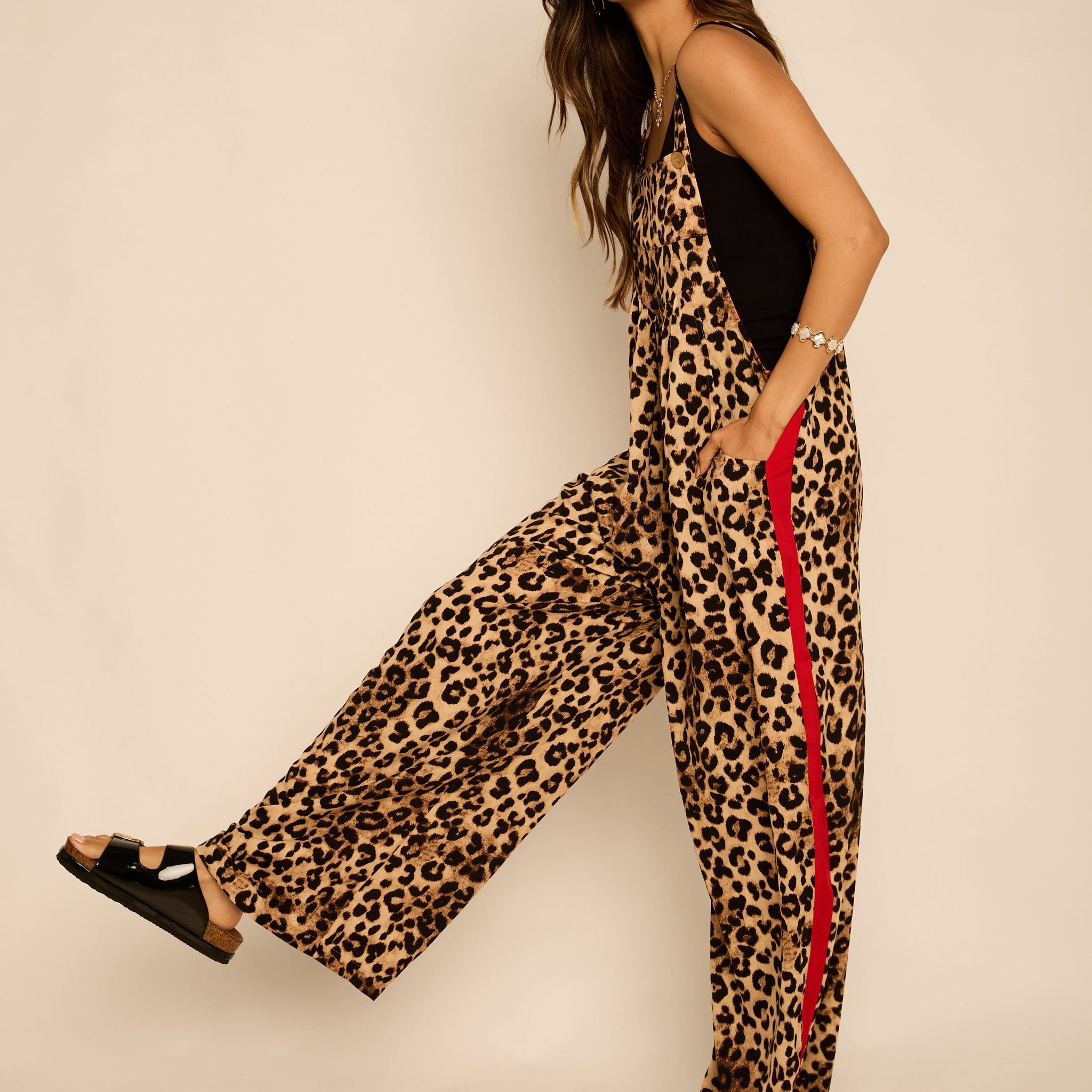 Jules Leopard Print Overall Jumpsuit