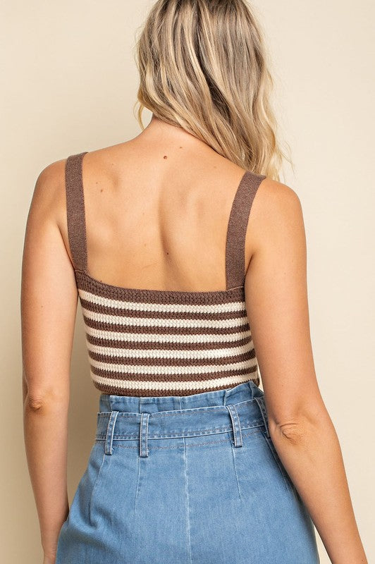 Senn Stripe Crop Knit Top