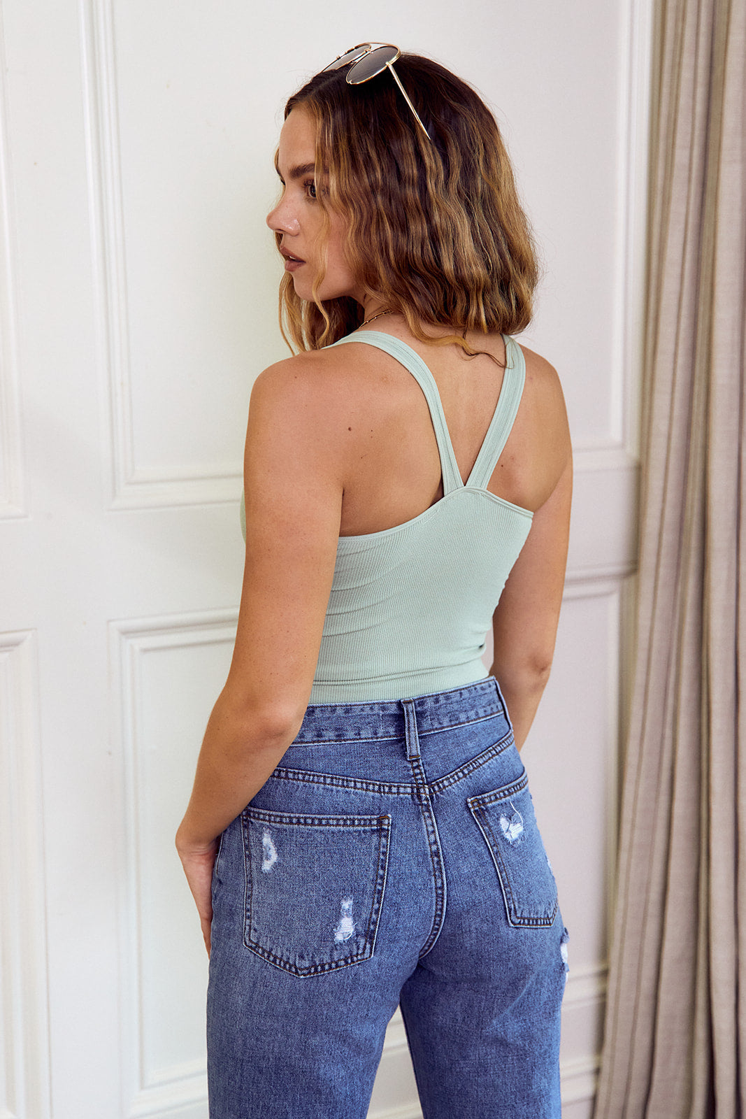 Chelsia Padded Bra Ribbed Tank
