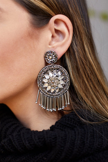 Elena Jeweled Disk Earrings