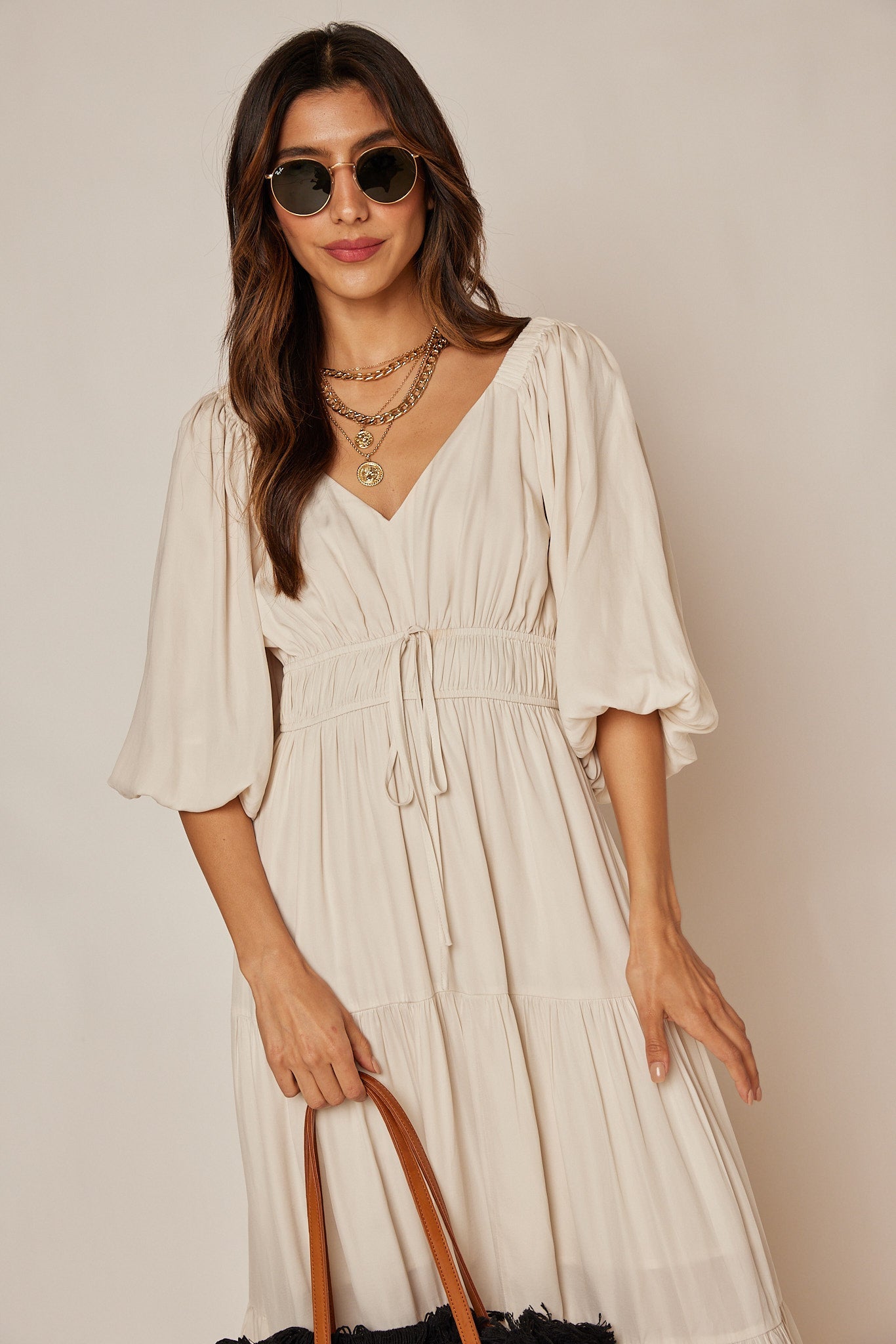 Libbie Balloon Sleeve Midi Dress