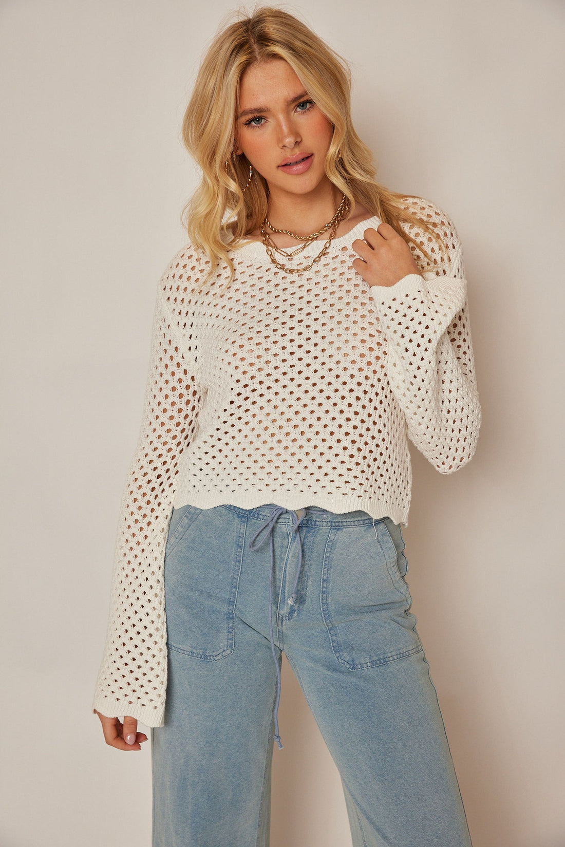 Millie Crochet Cropped Sweater