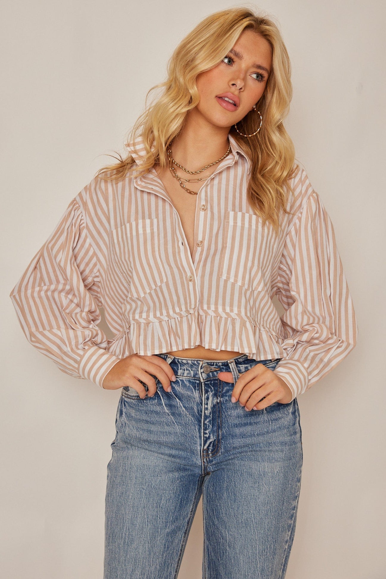 Stevie Frilly Striped Blouse