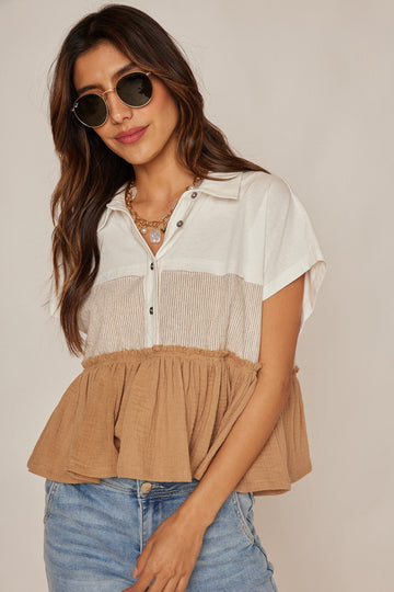 Clara Mixed Media Blouse