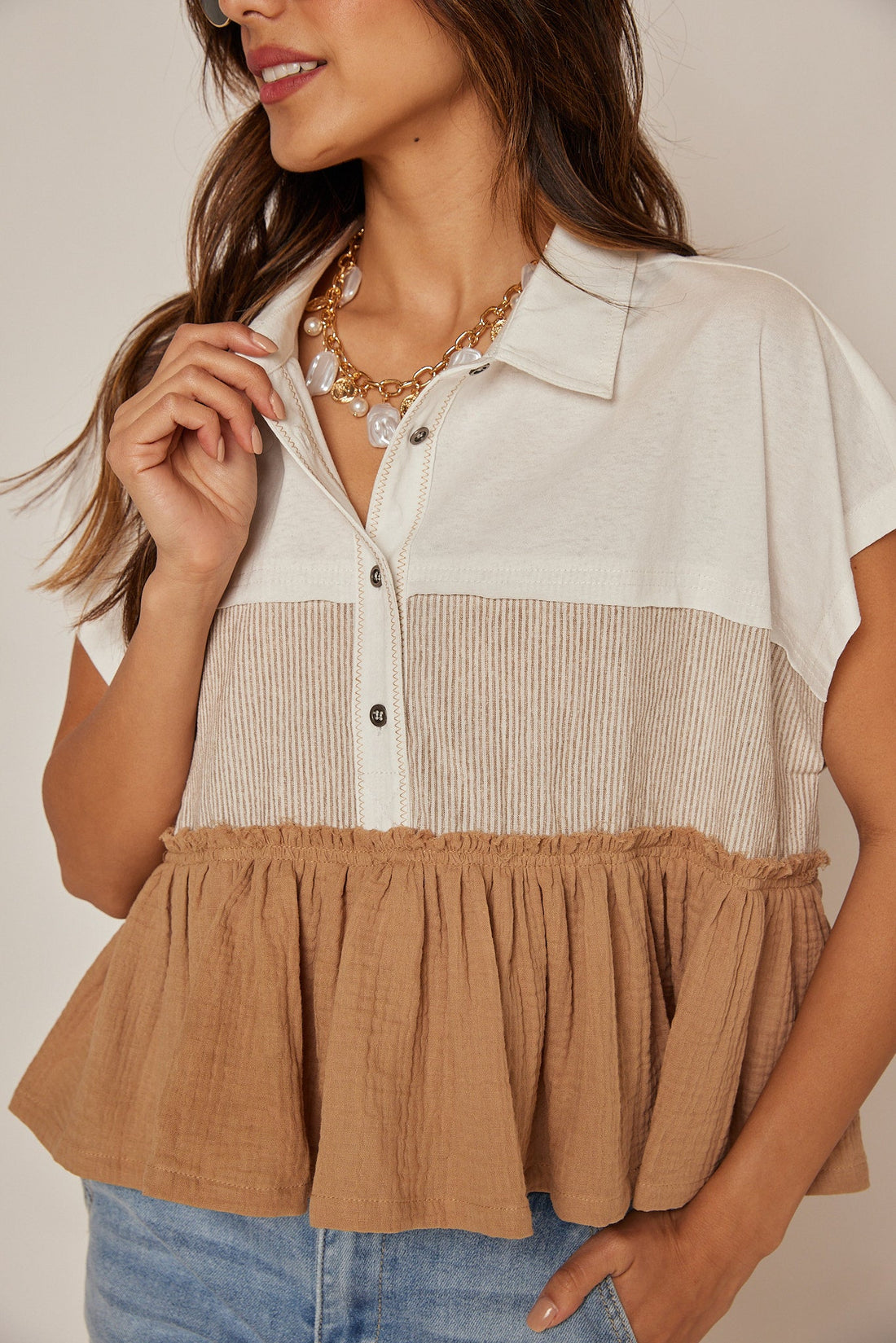 Clara Mixed Media Blouse