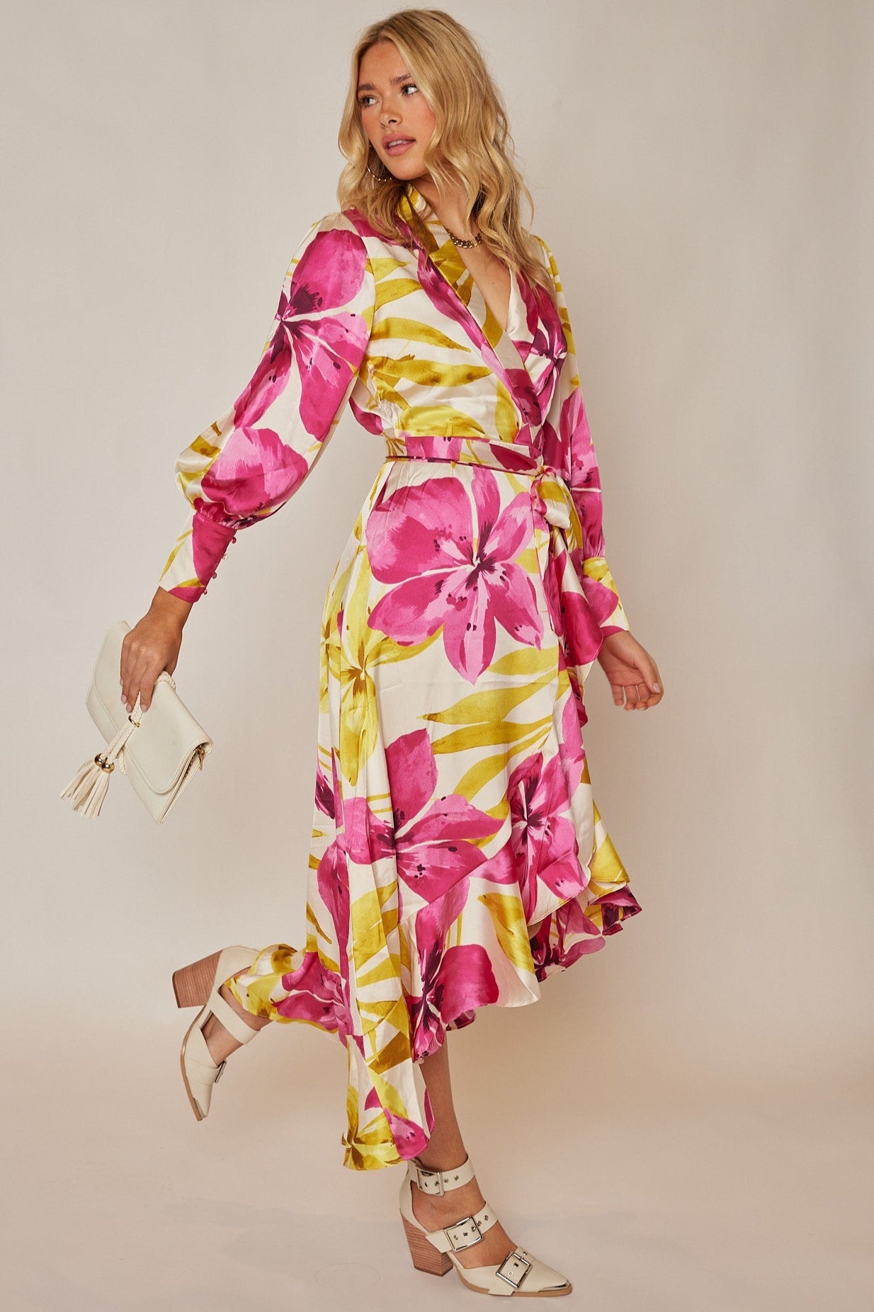 Marin Floral Wrap Midi Dress