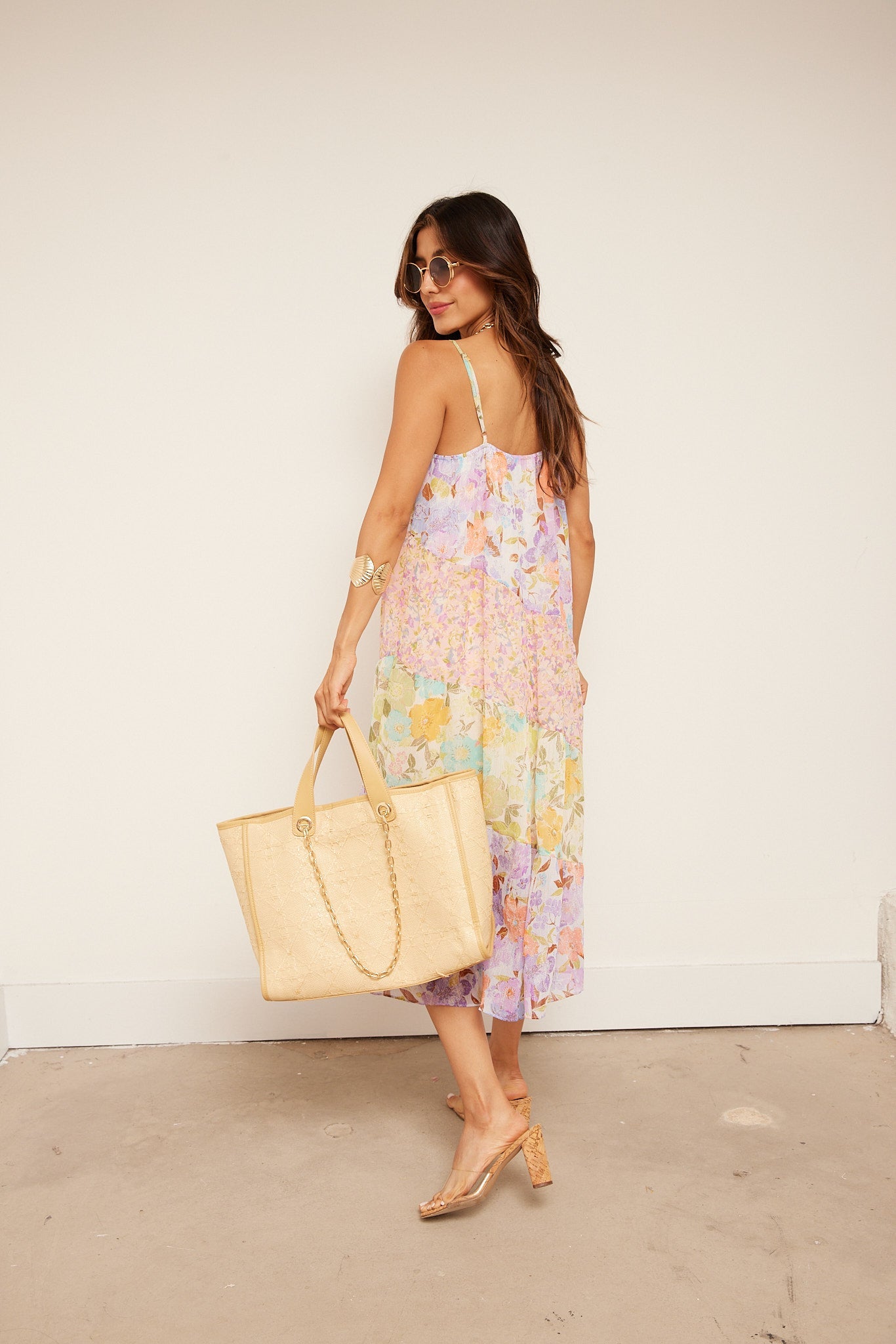 Layne Mixed Print Midi Dress