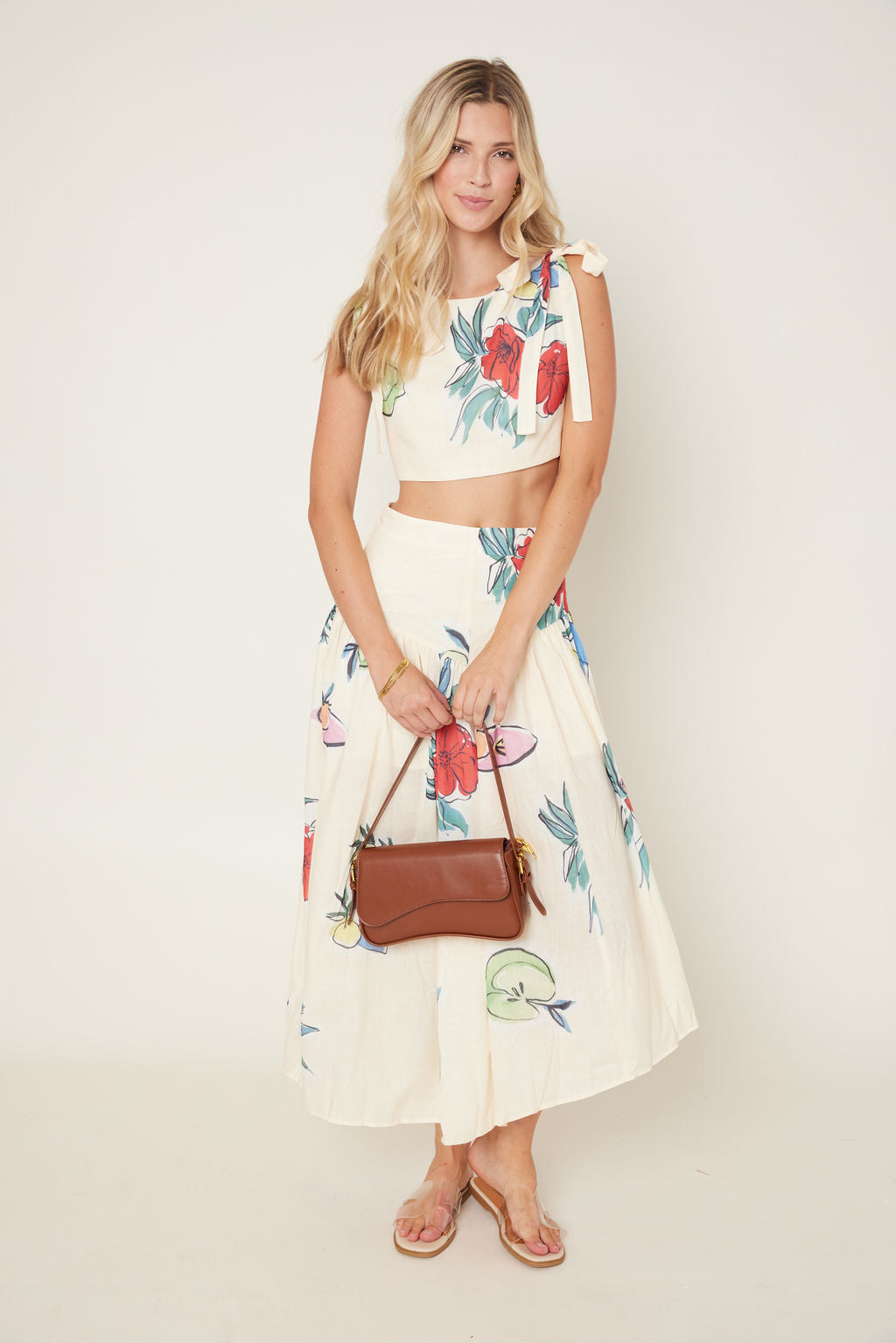 Laurel Floral Linen Back Button Down Top