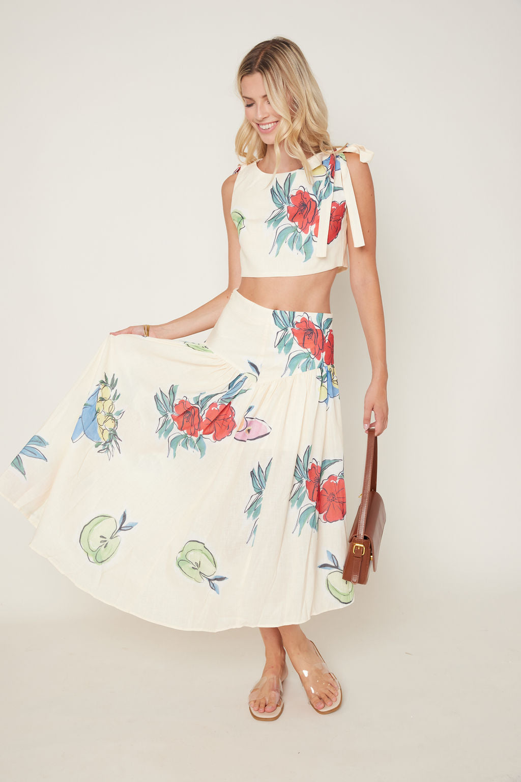 Laurel Floral Linen Skirt