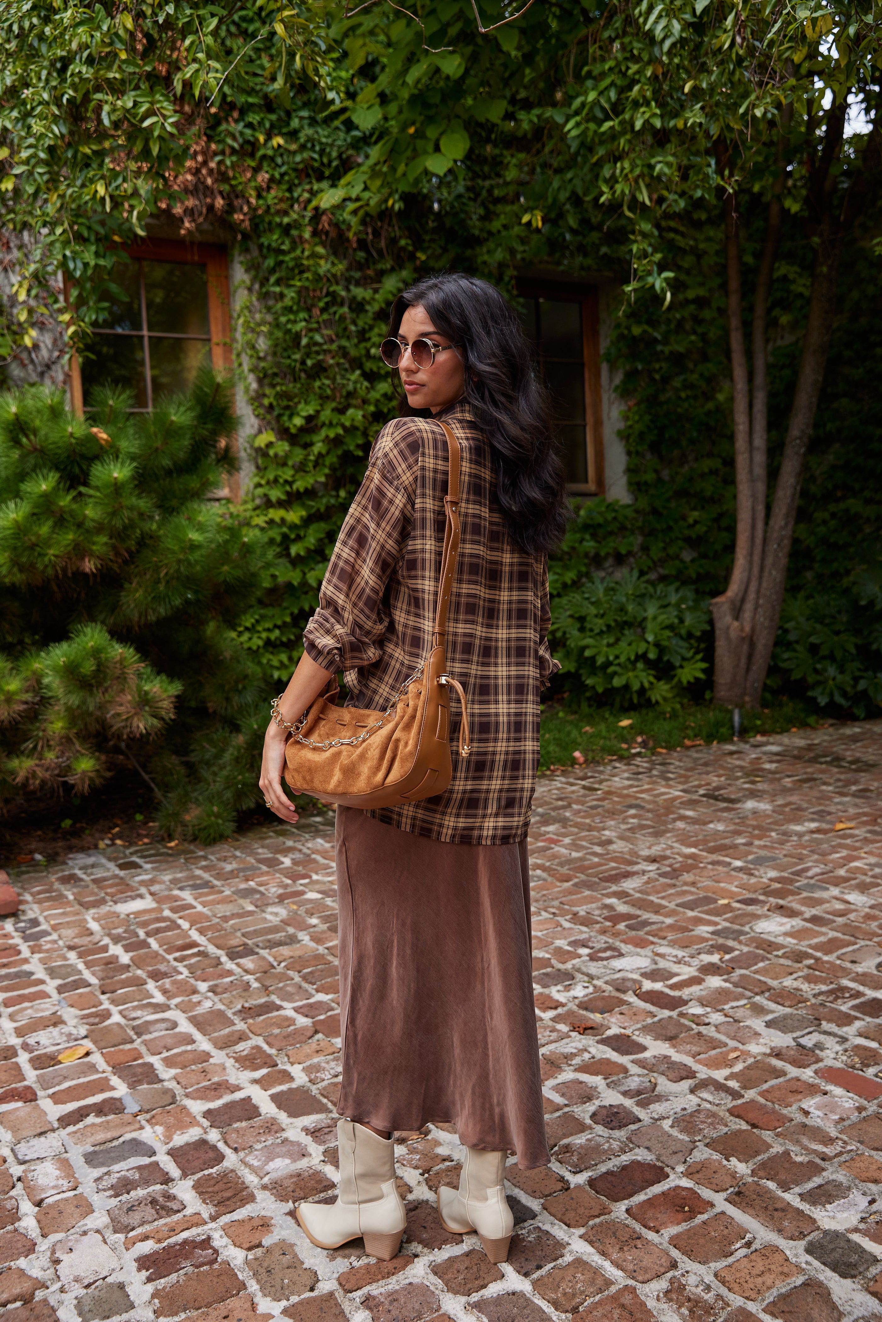 Beth Suede Flowy Midi Skirt