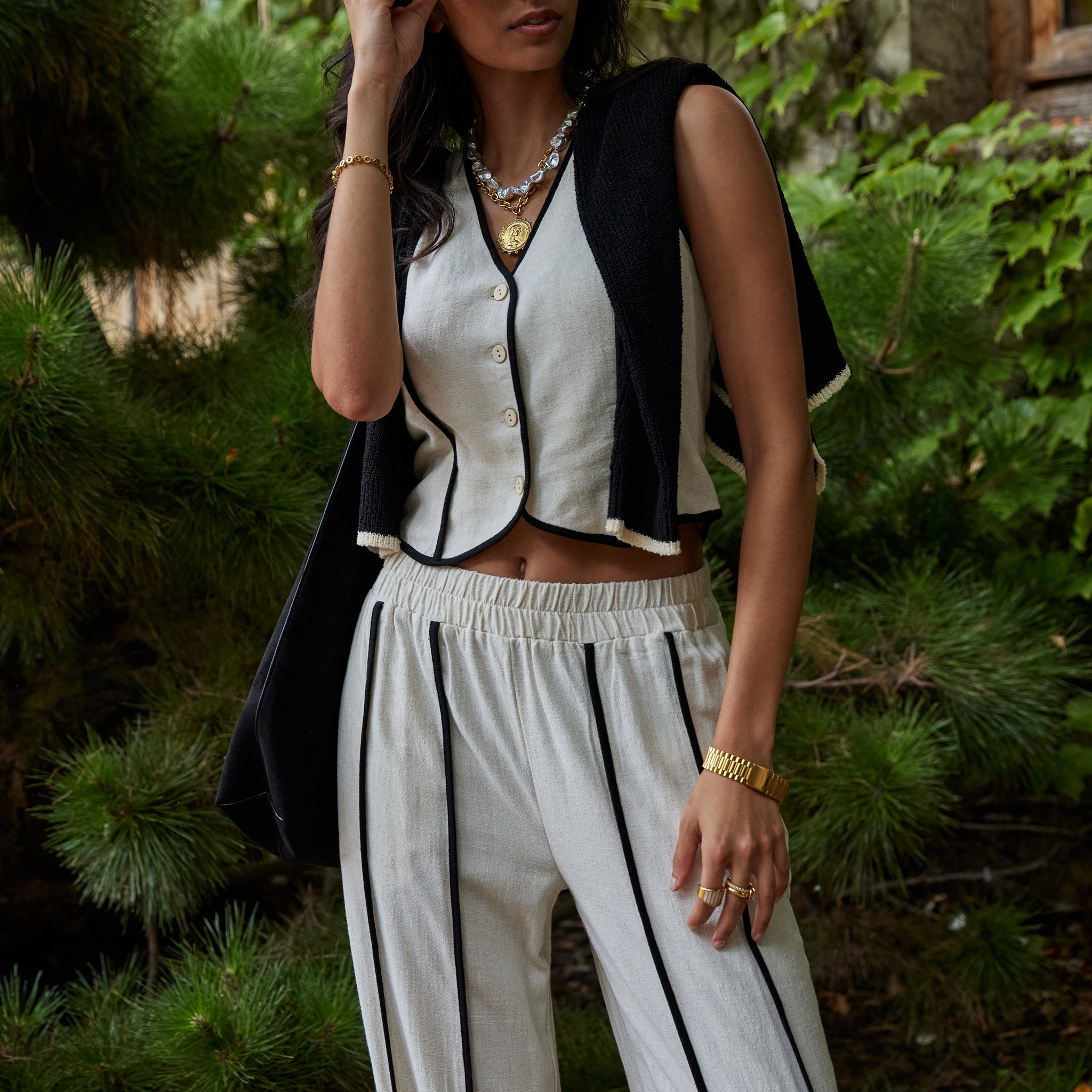 Jessie Black Stitch Vest