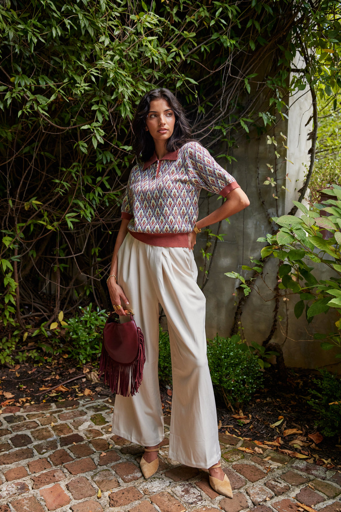 Jameson Multi Patterned Contrast Edge Top