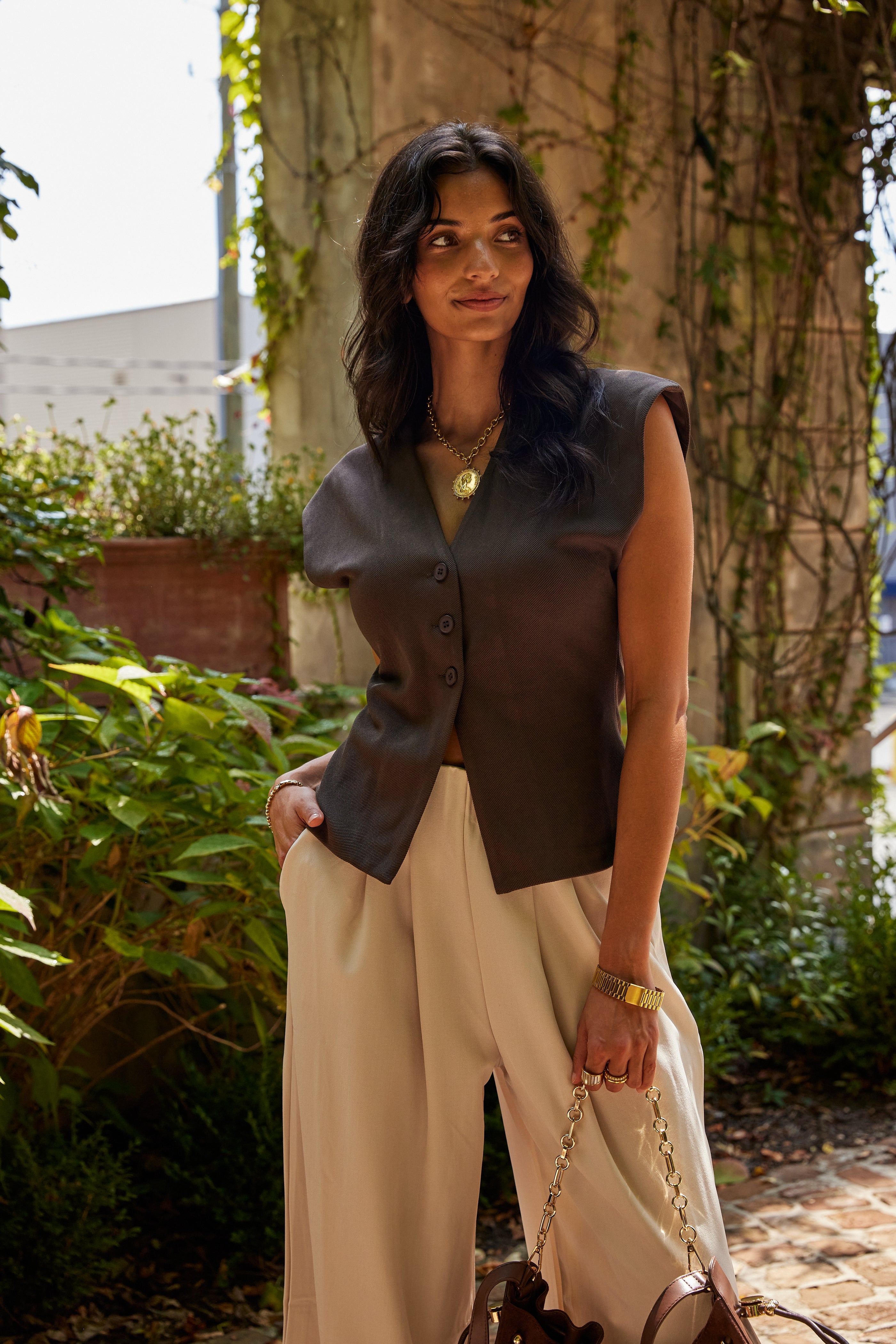Brandy V Neck Fitted Waist Top