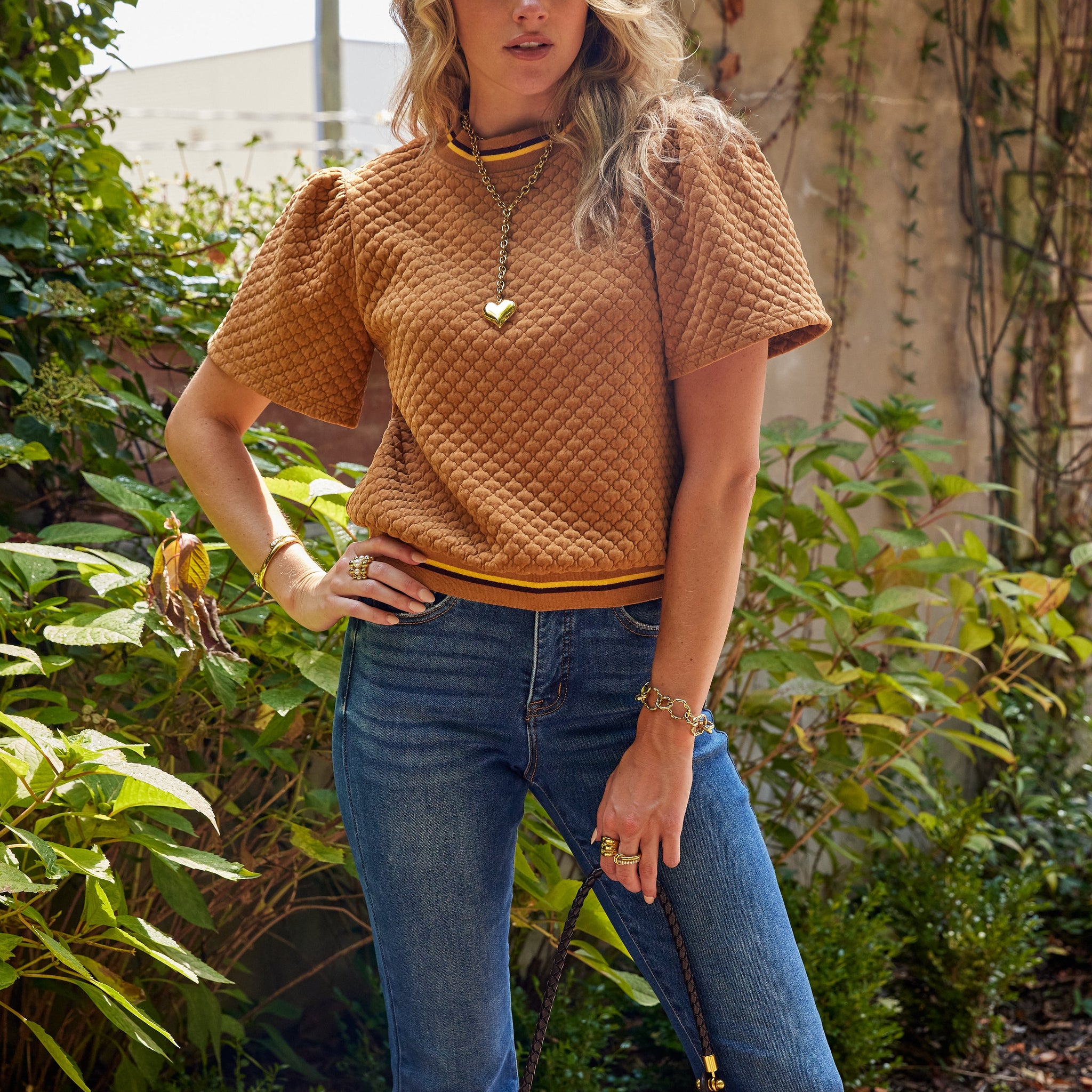 Perry Textured Short Sleeve Blouse