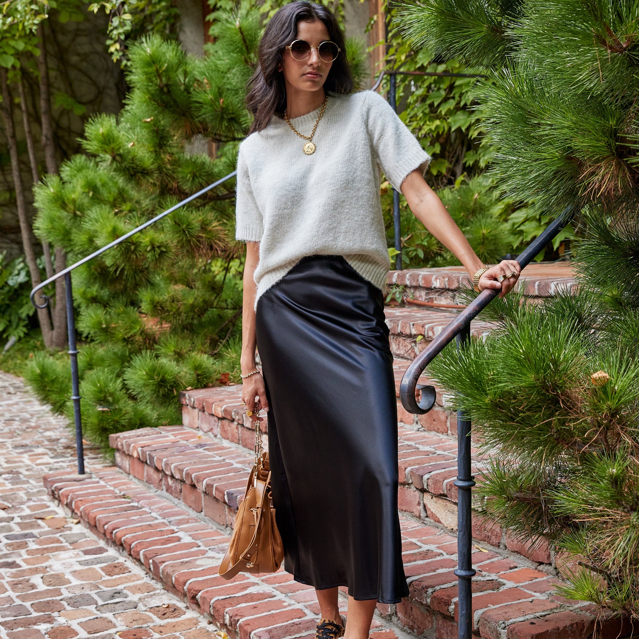 Remi Elastic Band Midi Satin Skirt