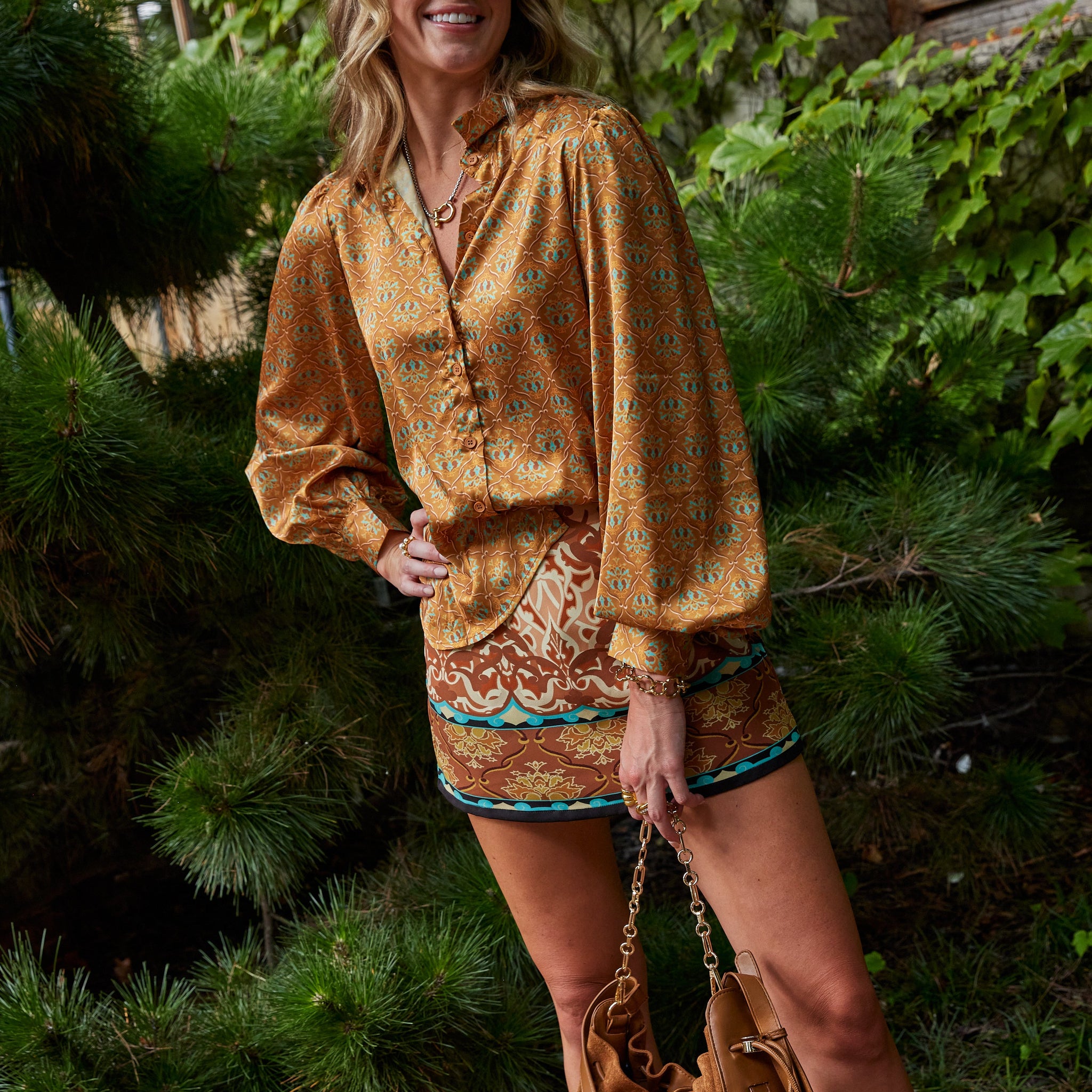Trina Camel Woven Top