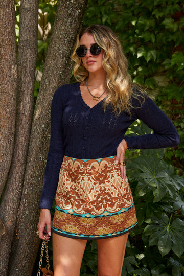 Jordan Pointelle Knit Scallop Detail Top