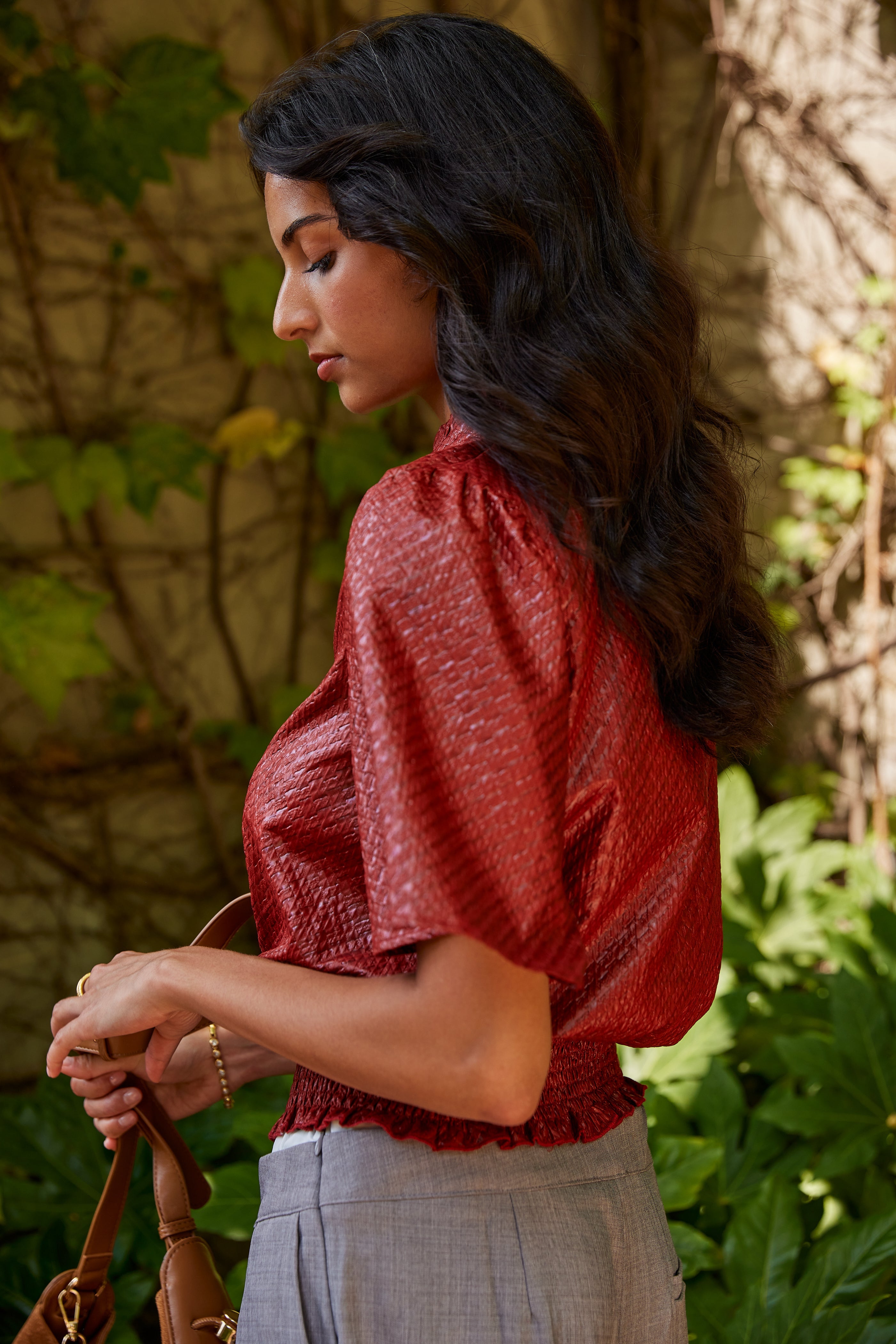 Roslyn Smocked Hem and Solid Textured Top